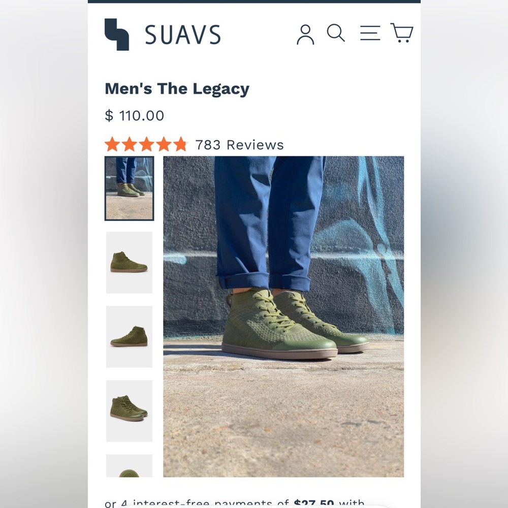 Suavs Men's The Legacy High-Top Sneakers in Olive Green